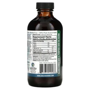Thực phẩm bổ sung Amazing Herbs Black Seed Oil Blend with Pure Cold-Pressed Pumpkin Seed Oil 8 fl oz (240 ml) 665231140088