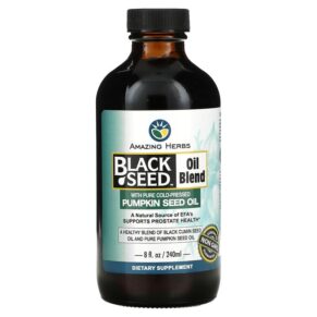 Thực phẩm chức năng Amazing Herbs Black Seed Oil Blend with Pure Cold-Pressed Pumpkin Seed Oil 8 fl oz (240 ml) 665231140088