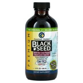 Thực phẩm chức năng Amazing Herbs Premium Black Seed 100% Pure Cold-Pressed Black Cumin Seed Oil 8 fl oz (240 ml) 665231120080