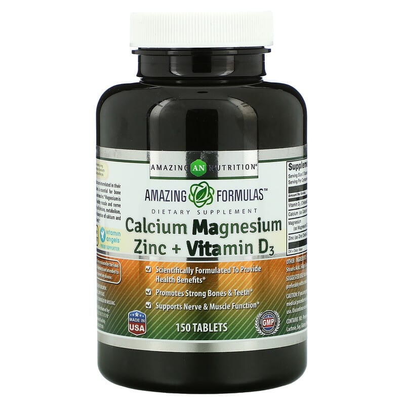 Amazing Nutrition Calcium Magnesium Zinc + Vitamin D3 150 Tablets 8 Thực phẩm chức năng Amazing Nutrition Calcium Magnesium Zinc + Vitamin D3 150 Tablets 819209027868