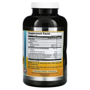 Thực phẩm bổ sung Amazing Nutrition Norwegian Cod Liver Oil Lemon 1.000 mg 250 Softgels 810180021098