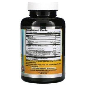Thực phẩm bổ sung Amazing Nutrition Norwegian Cod Liver Oil Lemon 1.250 mg 120 Softgels 810180029377