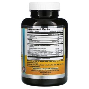 Thực phẩm bổ sung Amazing Nutrition Norwegian Cod Liver Oil Orange 1.250 mg 120 Softgels 810180029384