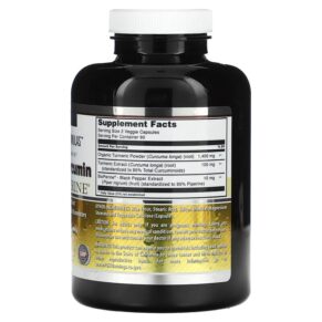 Thực phẩm bổ sung Amazing Nutrition Turmeric Curcumin with BioPerine 750 mg 180 Veggie Capsules 810180029230
