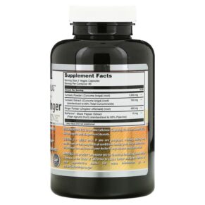 Thực phẩm bổ sung Amazing Nutrition Turmeric & Ginger with BioPerine 750 mg 180 Veggie Capsules 819209021637