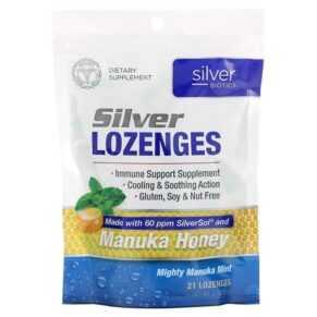 Thực phẩm chức năng American Biotech Labs Silver Biotics Mighty Manuka Mint 21 Lozenges 3 oz (85 g) 831060004901