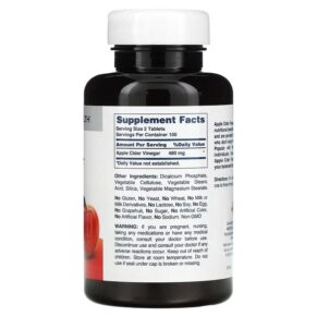 Thực phẩm bổ sung American Health Apple Cider Vinegar 240 mg 200 Tablets 076630029414