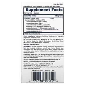 Thực phẩm bổ sung American Health Daily Care Probiotic Complex 60 Vegan Capsules 076630300810