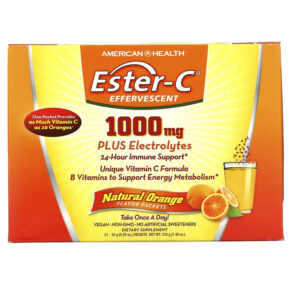 Thực phẩm chức năng American Health Ester-C Effervescent Natural Orange Flavor 1.000 mg 21 Packets 0.35 oz (10 g) Each 076630588805