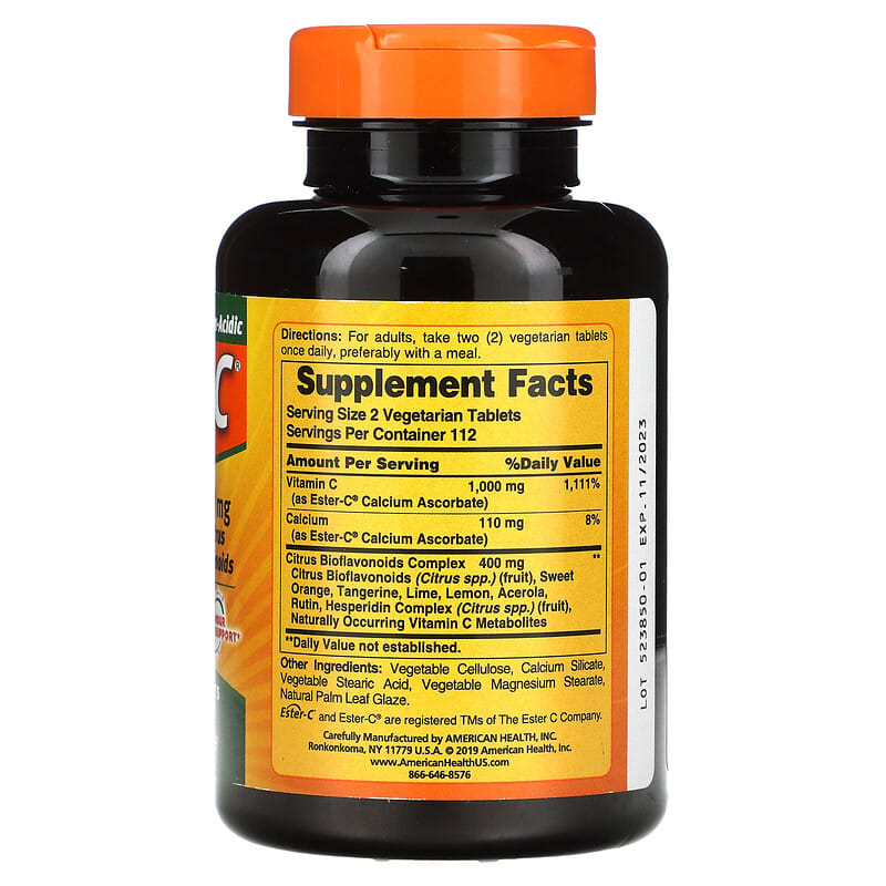American Health Ester-C with Citrus Bioflavonoids 500 mg 225 Vegetarian Tablets 2 Thực phẩm bổ sung American Health Ester-C with Citrus Bioflavonoids 500 mg 225 Vegetarian Tablets 076630169745