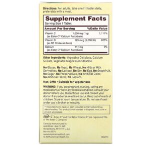 Thực phẩm bổ sung American Health Ester-C with D3 60 Vegetarian Tablets 076630347105