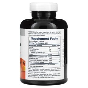 Thực phẩm bổ sung American Health Original Chewable Papaya Enzyme 600 Tablets 076630501057