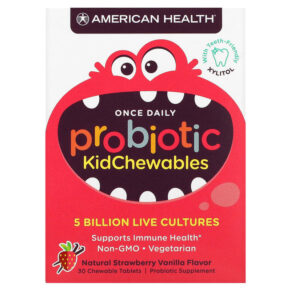 Thực phẩm chức năng American Health Probiotic Kid Chewables Natural Strawberry Vanilla 5 Billion Live Cultures 30 Chewable Tablets 076630303026