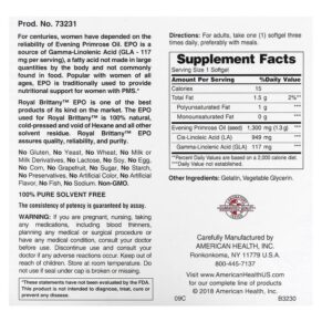 Thực phẩm bổ sung American Health Royal Brittany Evening Primrose Oil 1.300 mg 2 Bottles 60 Softgels Each 076630032315