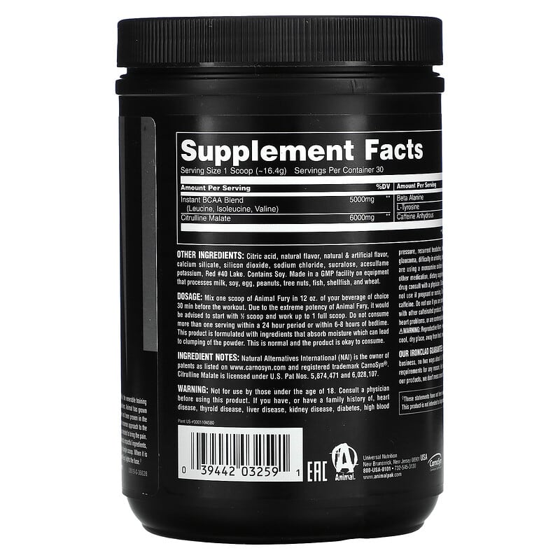 Animal Fury The Complete Pre-Workout Stack Watermelon 1.08 lb (492 g) 2 Thực phẩm bổ sung Animal Fury The Complete Pre-Workout Stack Watermelon 1.08 lb (492 g) 039442032591