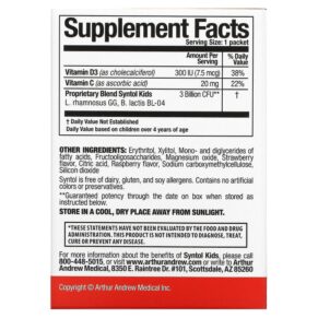 Thực phẩm bổ sung Arthur Andrew Medical Syntol Kids Kids Daily Probiotic Natural Berry 30 Single Serve Packets 855571001884
