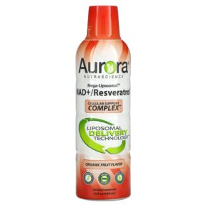 Thực phẩm chức năng Aurora Nutrascience Mega-Liposomal NAD+/Resveratrol Organic Fruit 16 fl oz (480 ml) 628504648230