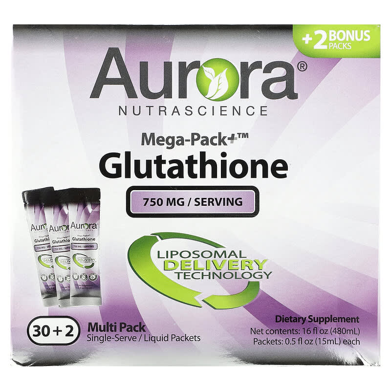 Aurora Nutrascience Mega-Pack+ Glutathione 750 mg 32 Packs 0.5 fl oz (15 ml) Each 8 Thực phẩm chức năng Aurora Nutrascience Mega-Pack+ Glutathione 750 mg 32 Packs 0.5 fl oz (15 ml) Each 628504648186