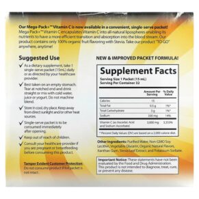 Thực phẩm bổ sung Aurora Nutrascience Mega-Pack+ Vitamin C 3.000 mg 32 Packs 0.5 fl oz (15 ml) Each 628504648179