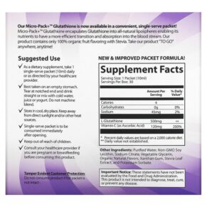 Thực phẩm bổ sung Aurora Nutrascience Micro-Pack+ Glutathione 500 mg 30 Packets 0.34 fl oz (10 ml) Each 628504648209