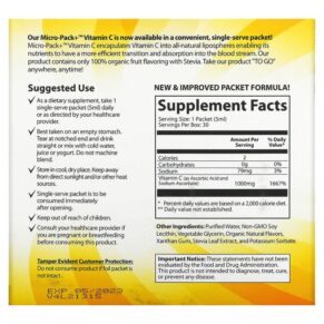 Thực phẩm bổ sung Aurora Nutrascience Micro-Pack+ Vitamin C 1.000 mg 30 Packets 0.17 fl oz (5 ml) Each 628504648193