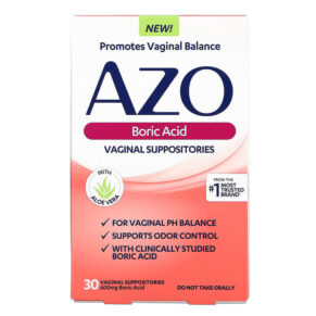 Thực phẩm chức năng Azo Boric Acid Vaginal Suppositories 600 mg 30 Suppositories 787651760308