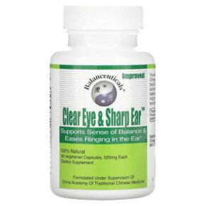 Thực phẩm chức năng Balanceuticals Clear Eye & Sharp Ear 500 mg 60 Vegetarian Capsules 674756980147