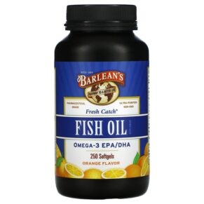 Thực phẩm chức năng Barlean's Fresh Catch Fish Oil Supplement Omega-3 EPA/DHA Orange 250 Softgels 705875610087