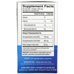 Thực phẩm bổ sung Barlean's Ideal Omega 3 Orange 1.000 mg EPA/DHA 60 Softgels 705875610193
