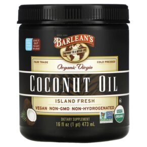 Thực phẩm chức năng Barlean's Organic Virgin Coconut Oil Island Fresh 16 fl oz (473 ml) 705875000253