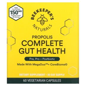 Thực phẩm chức năng Beekeeper's Naturals Propolis Complete Gut Health 60 Vegetarian Capsules 834706000107