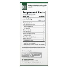 Thực phẩm bổ sung Bell Lifestyle Healthy Blood Pressure Support 60 Veggie Capsules 771733109086