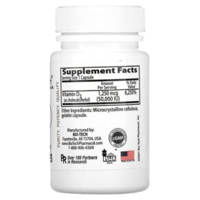 Thực phẩm bổ sung Bio Tech Pharmacal Inc D3-50 Cholecalciferol 100 Capsules 705105101101