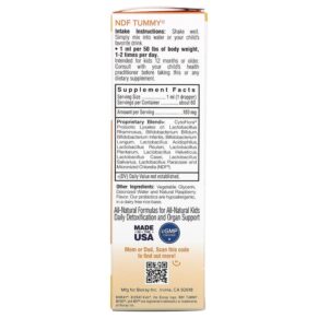Thực phẩm bổ sung Bioray Inc. Kids NDF Tummy 11-Strain Probiotic Blend Raspberry 2 fl oz (60 ml) 736211465955