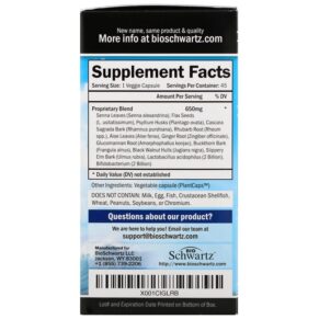 Thực phẩm bổ sung BioSchwartz 15-Day Fast Acting Colon Detox & Cleanser 45 Veggie Caps 737212751092