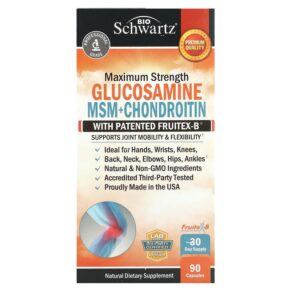 Thực phẩm chức năng BioSchwartz Glucosamine MSM + Chondroitin with Patented Fruitex-B 90 Capsules 737212751214