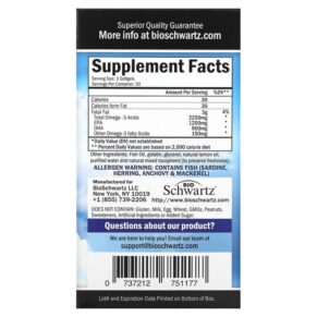 Thực phẩm bổ sung BioSchwartz Omega 3 Fish Oil Lemon 90 Softgels 737212751177