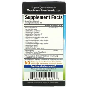 Thực phẩm bổ sung BioSchwartz Probiotic 65 Billion CFU 30 Capsules 850013512423