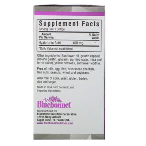 Thực phẩm bổ sung Bluebonnet Nutrition Beautiful Ally Hyaluronic Acid 100 mg 90 Softgels 743715015128