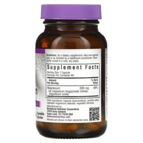 Thực phẩm bổ sung Bluebonnet Nutrition Buffered Chelated Magnesium 60 Vegetable Capsules 743715006720