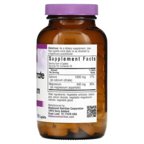 Thực phẩm bổ sung Bluebonnet Nutrition Calcium Citrate & Magnesium 180 Caplets 743715007185