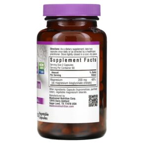 Thực phẩm bổ sung Bluebonnet Nutrition Chelated Magnesium 120 Vegetable Capsules 743715006836