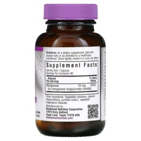 Thực phẩm bổ sung Bluebonnet Nutrition Chelated Manganese 90 Vegetable Capsules 743715006744