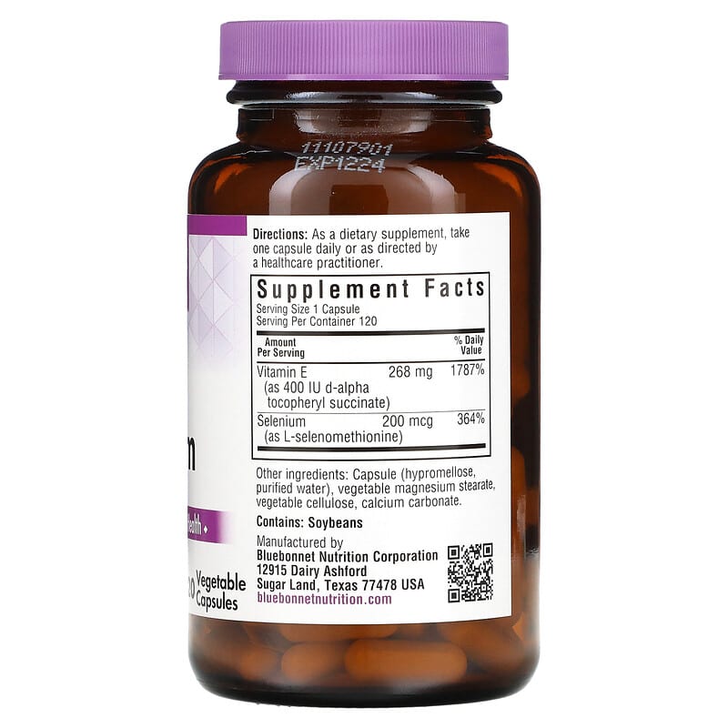 Bluebonnet Nutrition Dry-E & Selenium 120 Vegetable Capsules 2 Thực phẩm bổ sung Bluebonnet Nutrition Dry-E & Selenium 120 Vegetable Capsules 743715006324