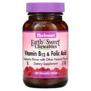 Thực phẩm chức năng Bluebonnet Nutrition EarthSweet Chewables Vitamin B-12 & Folic Acid Raspberry 180 Chewable Tablets 743715004351