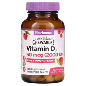 Thực phẩm chức năng Bluebonnet Nutrition EarthSweet Chewables Vitamin D3 Raspberry 2.000 IU 90 Chewable Tablets 743715003644