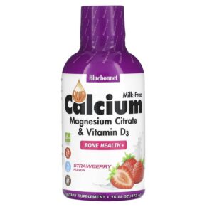 Thực phẩm chức năng Bluebonnet Nutrition Liquid Calcium Magnesium Citrate & Vitamin D3 Strawberry 16 fl oz (473 ml) 743715006928