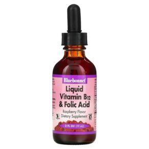 Thực phẩm chức năng Bluebonnet Nutrition Liquid Vitamin B-12 & Folic Acid Raspberry 2 fl oz (59 ml) 743715004337