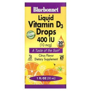 Thực phẩm chức năng Bluebonnet Nutrition Liquid Vitamin D3 Drops Citrus 10 mcg (400 IU) 1 fl oz (30 ml) 743715003729