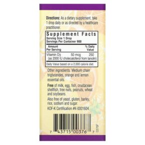 Bluebonnet Nutrition Liquid Vitamin D3 Drops Citrus 50 mcg (2.000 IU) 1 fl oz (30 ml) 3 Thực phẩm bổ sung Bluebonnet Nutrition Liquid Vitamin D3 Drops Citrus 50 mcg (2.000 IU) 1 fl oz (30 ml) 743715003767